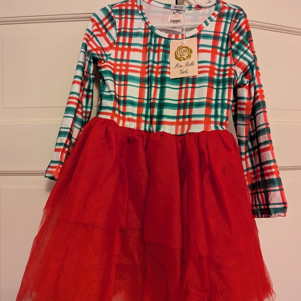 Mia Belle Best Gift Plaid Holiday Tutu Dress NWT